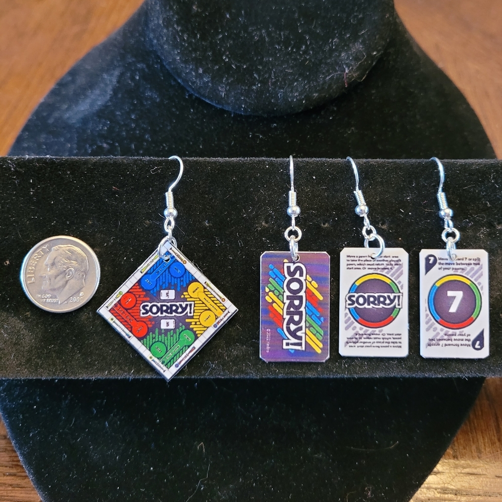 Mini Sorry Board/Card Game Earrings